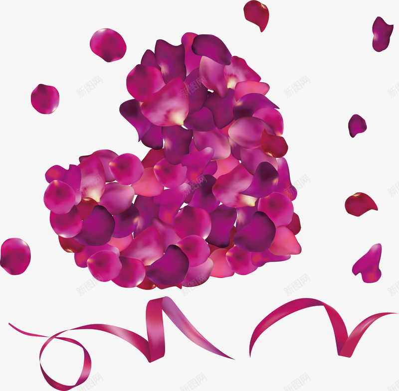 紫色玫瑰花花瓣心形png免抠素材_新图网 https://ixintu.com 心形 水彩手绘 紫色玫瑰 花瓣 装饰元素