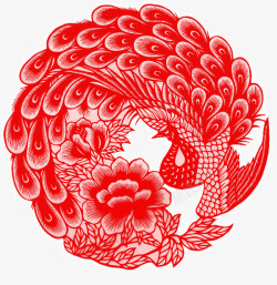 红色孔雀中国风孔雀图高清图片