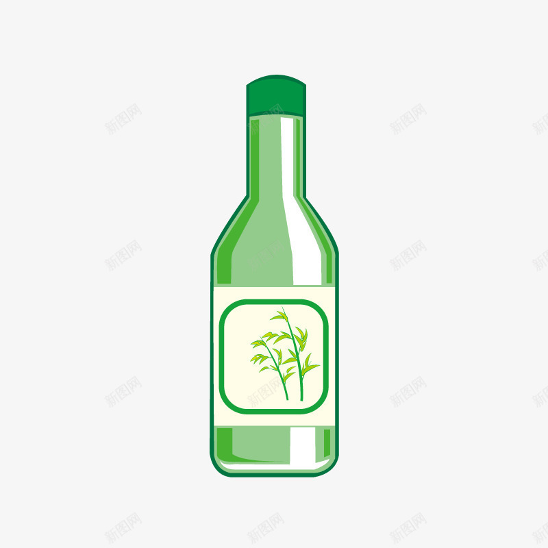 绿色小草图案的瓶子png免抠素材_新图网 https://ixintu.com 包装 卡通 塑料瓶 小草 手绘图 绿叶 饮料瓶