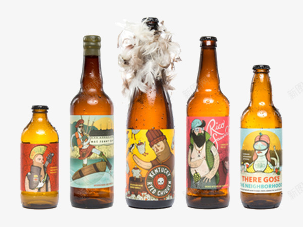 各种啤酒瓶png免抠素材_新图网 https://ixintu.com 创意 啤酒 瓶子 羽毛