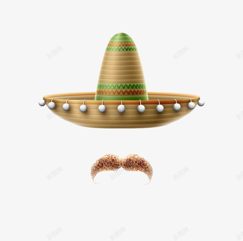 墨西哥帽子胡子背景png免抠素材_新图网 https://ixintu.com 卡通 墨西哥 帽子 胡子