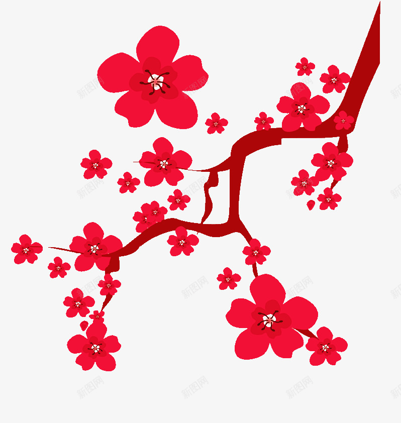 鲜艳漂亮的中国梅花png免抠素材_新图网 https://ixintu.com 中国风 喜庆 好看的花朵 新年元素 梅花 红梅