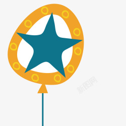 手绘黄色气球上的五角星素材