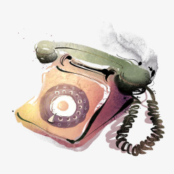 旧时光背景手绘彩色电话机高清图片