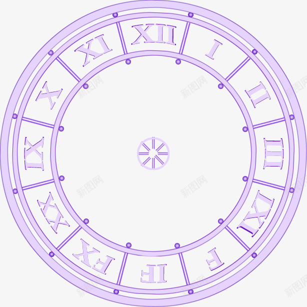 紫色手绘梦幻钟表png免抠素材_新图网 https://ixintu.com 梦幻 紫色 钟表