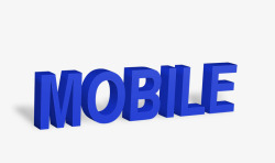 手绘MOBILE蓝色立体英文字母MOBILE高清图片