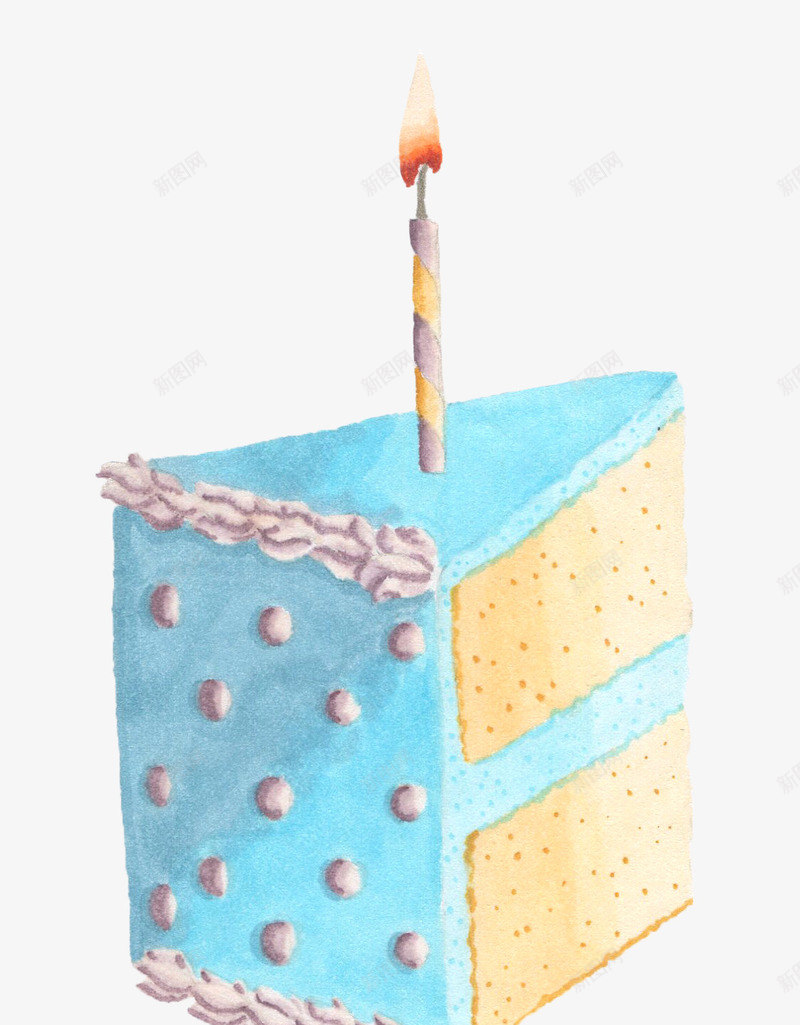 蛋糕png免抠素材_新图网 https://ixintu.com 三角形 手绘 甜品 蓝色 蜡烛 食物