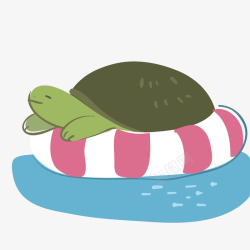 游泳圈上的卡通乌龟素材