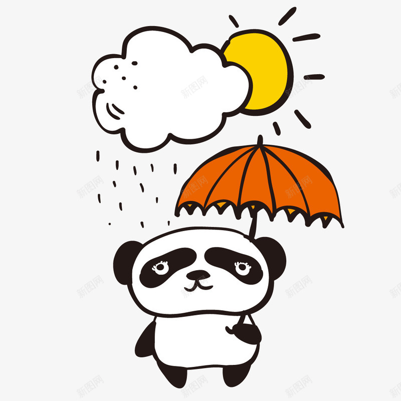 雨伞下的大熊猫场景图png免抠素材_新图网 https://ixintu.com 云朵 免抠图 太阳 效果图 熊猫 装饰图 装饰画 雨伞