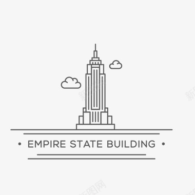 手绘帝国大厦图标图标