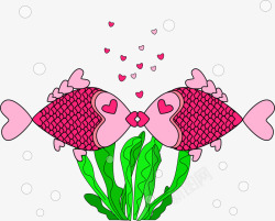 浪漫可爱卡通接吻鱼素材