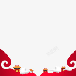 红色古建筑狗年装饰高清图片