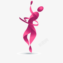 人物黑白装饰画粉红色跳舞logo标志图标高清图片