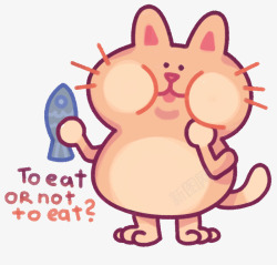 可爱卡通吃胖的猫素材
