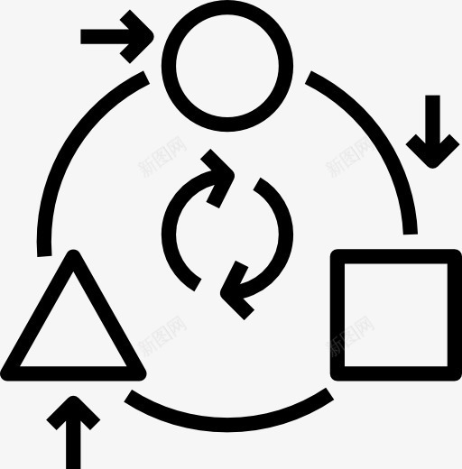 适应图标png_新图网 https://ixintu.com 三角形 业务 回收 圆 形状 方 箭 适应