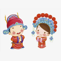 卡通中国风新郎新娘素材