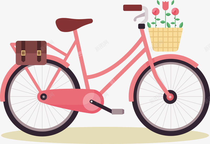 粉红色自行车矢量图ai免抠素材_新图网 https://ixintu.com 共享单车 浪漫单车 矢量png 粉红色 粉色单车 自行车 矢量图