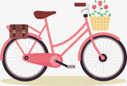 粉红色自行车矢量图素材