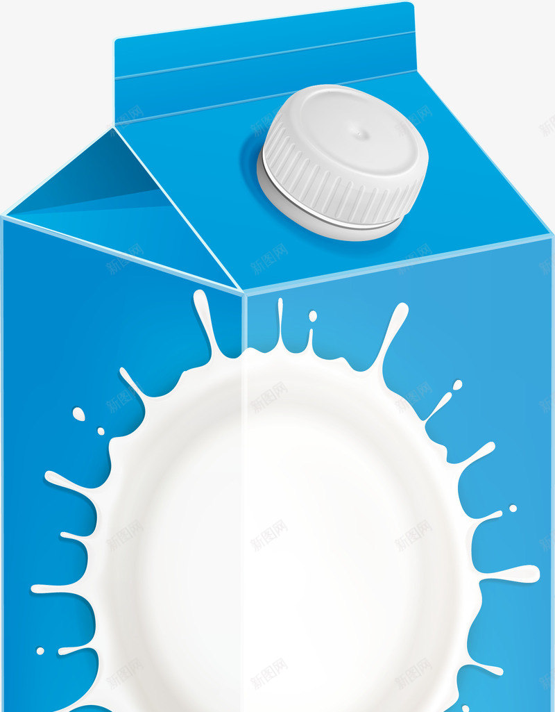 手绘卡通蓝色牛奶盒png免抠素材_新图网 https://ixintu.com 包装设计 卡通 手绘 牛奶盒设计 盒子 纯奶 蓝色