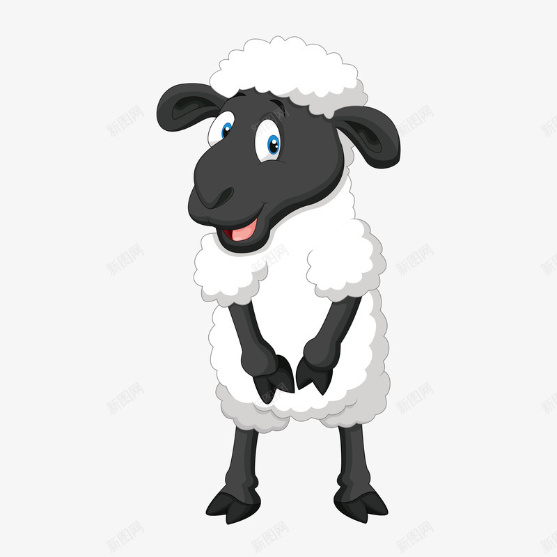 卡通版站立的小绵羊png免抠素材_新图网 https://ixintu.com 免抠图 动物 卡通动物 小绵羊 效果图 装饰图 装饰画