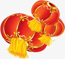 红色中式卡通灯笼素材