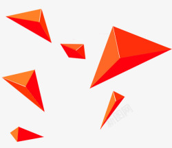 红色手绘立体三角素材