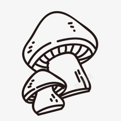 蘑菇效果图黑色线条蘑菇装饰图标高清图片