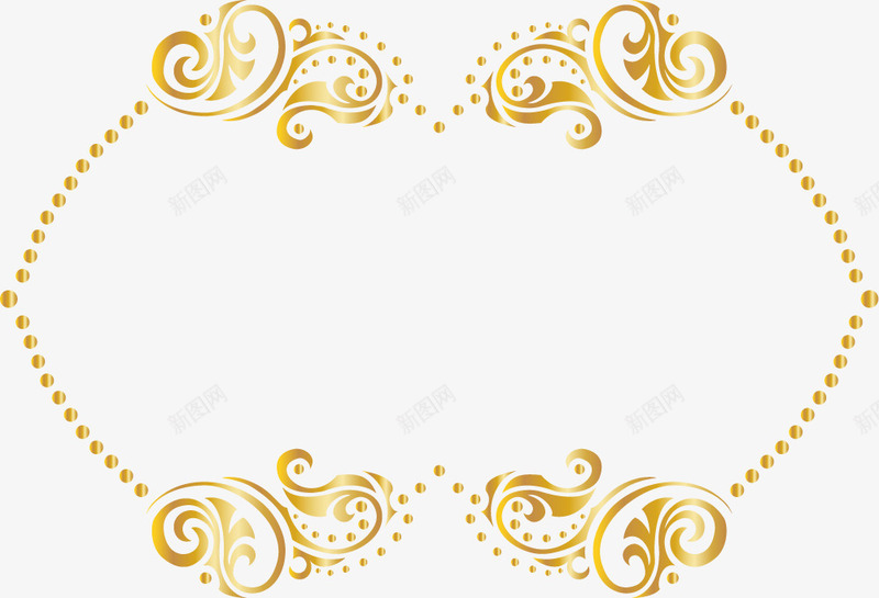 手绘金色花纹png免抠素材_新图网 https://ixintu.com 光晕 唯美 圆点 手绘 花纹 藤蔓 边框 金色