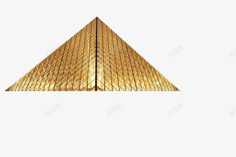 玻璃金字塔png免抠素材_新图网 https://ixintu.com 三角形 水晶玻璃 法国巴黎 金黄