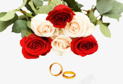 红色钻戒婚礼上的玫瑰花戒指高清图片