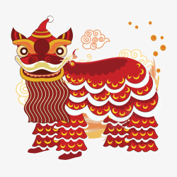红色喜庆节日舞狮矢量图素材
