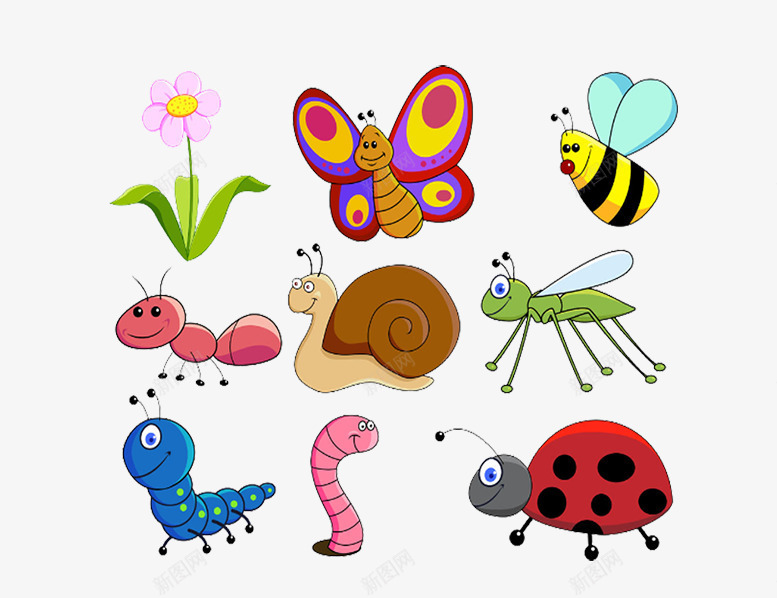 各种各样的虫子png免抠素材_新图网 https://ixintu.com 图片昆虫 简单的背景图片 蜜蜂蜗牛蝴蝶 装饰图片手绘昆虫