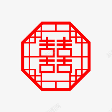 中式红色喜字logo图标图标