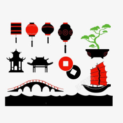 中式亭子中式图案高清图片