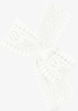 白色花纹蝴蝶结布条素材
