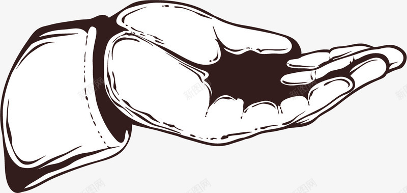 黑色的手绘手掌心png免抠素材_新图网 https://ixintu.com 免抠图 卡通手指 手指 手掌 效果图 线条 装饰图 装饰画 黑色线条