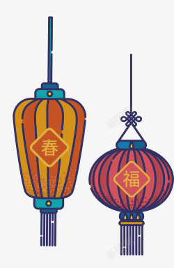 中国风节日烘托手绘喜庆灯笼高清图片