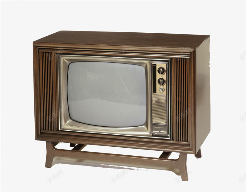 复古电视机png免抠素材_新图网 https://ixintu.com 复古 棕色 电视机 黑白