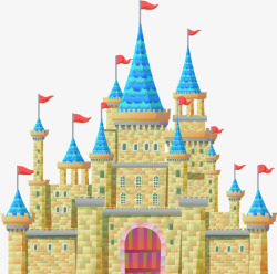 蓝色砖墙梦幻城堡高清图片