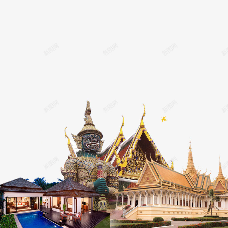 泰国建筑png免抠素材_新图网 https://ixintu.com 佛像 房屋 泰国建筑 泰式建筑