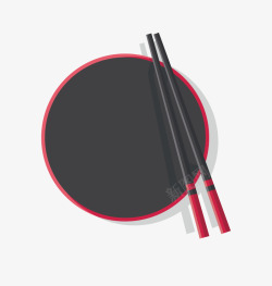 红黑背景免费一副碗筷矢量图高清图片
