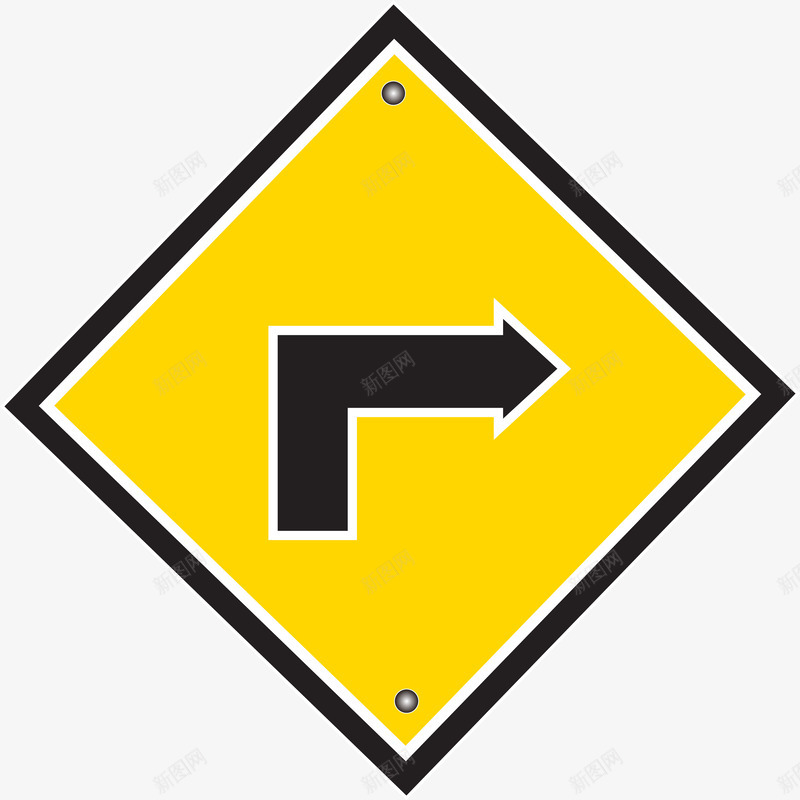 黄色向右转的牌子图png免抠素材_新图网 https://ixintu.com 中式路引 指示牌 方向牌 矢量牌子 矢量路引牌子 路引 路牌 道路牌子