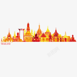 红色泰国城市手绘矢量图素材