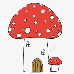 卡通植物蘑菇房子矢量图素材