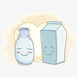 卡通牛奶瓶和牛奶盒素材