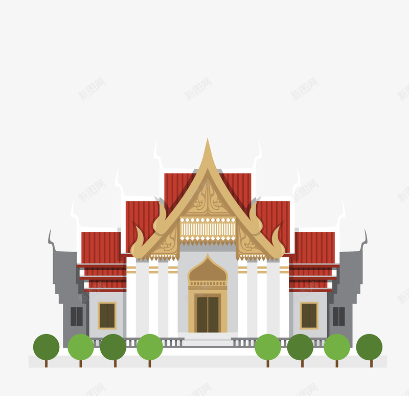 泰国旅游景区的建筑png免抠素材_新图网 https://ixintu.com 卡通手绘 建筑 房子 楼房 泰国
