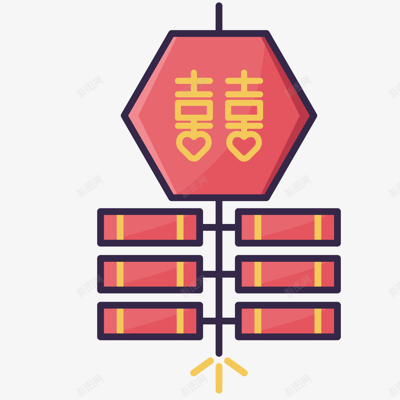 中式婚礼的装饰鞭炮矢量图ai免抠素材_新图网 https://ixintu.com 中式婚礼 卡通 喜庆 扁平化 红色 鞭炮 矢量图