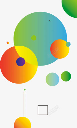 彩色缤纷漂浮大小各异圆圈圆点素材