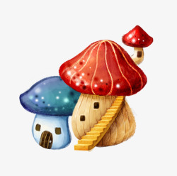 蘑菇效果图手绘的蘑菇屋装饰高清图片