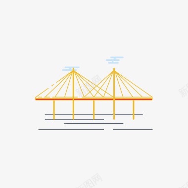 黄色三角形几何跨海大桥图标图标